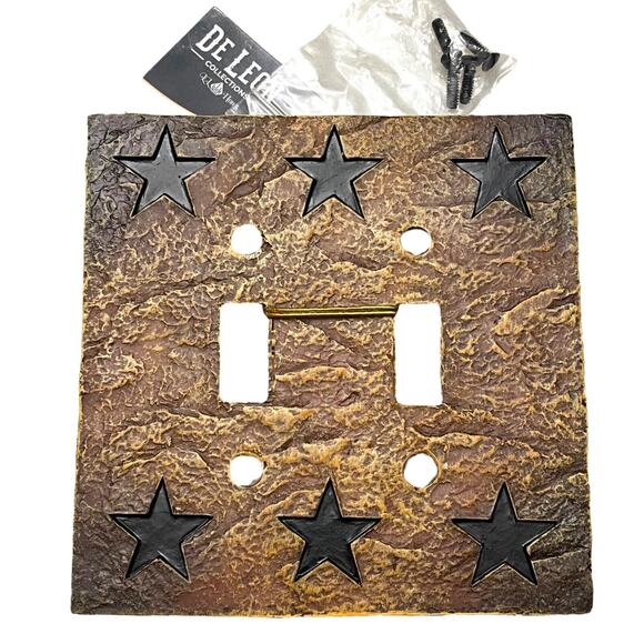 Western Stars Double Light Switch Cover & Screws Cabin Lodge Horse Ranch New - Picture 2 of 3